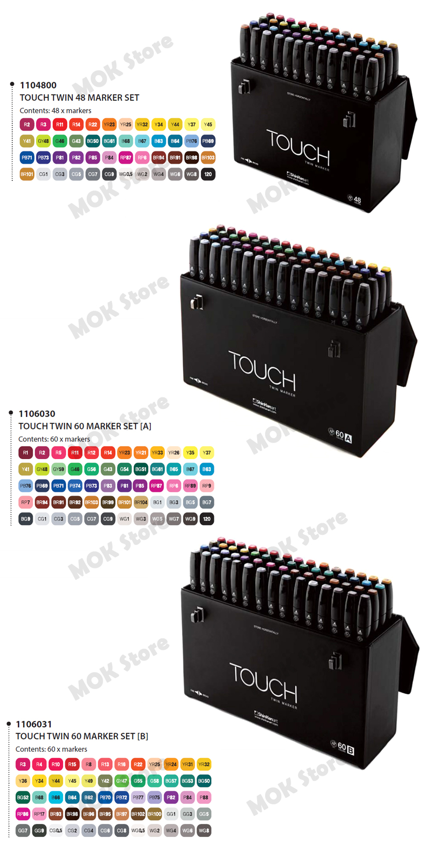 ShinHan Art Touch Twin Marker Set B Twin tips - 60Colors Set B